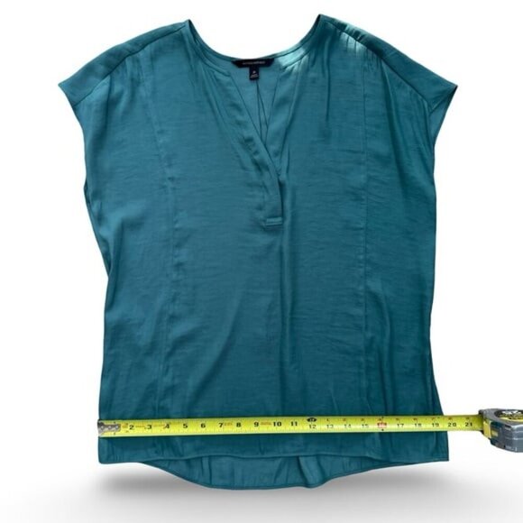 Banana Republic Blue/Teal Cap Sleeve Blouse with Mandarin Collar size M - Picture 4 of 6